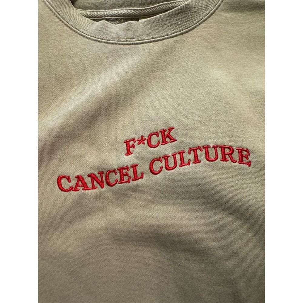 Independent Trading Co. Unisex Crewneck Sweatshirt M Tan "F*CK Cancel Culture" - Picture 2 of 6